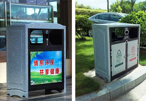  欣方圳仿大理石垃圾桶廠家為清遠(yuǎn)高校送貨上門(mén)。